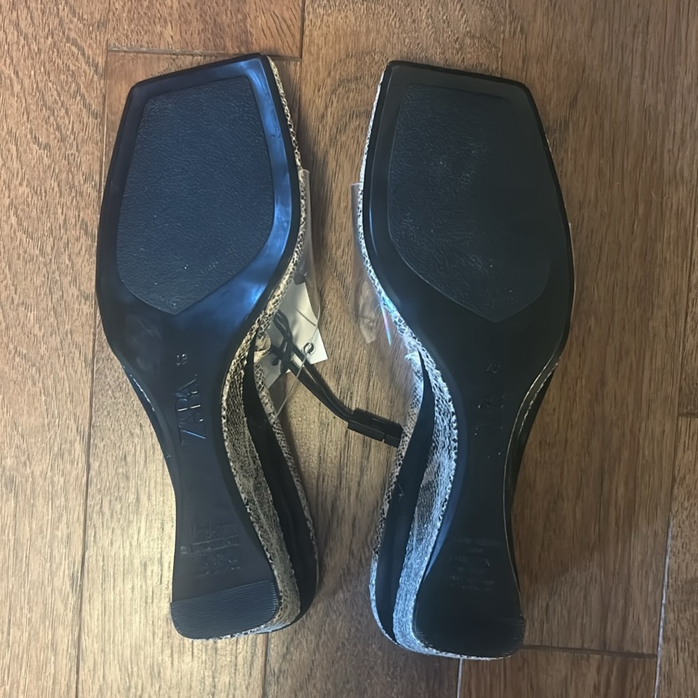 Zara Snakeskin clear wedge heels 37 / 6.5 - Picture 6 of 8